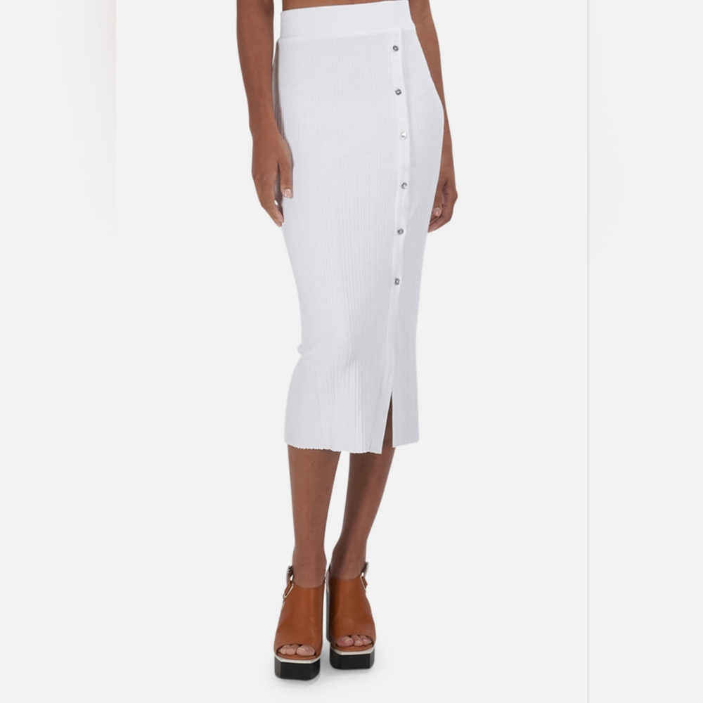 The Range Wave Rib Button-Up‎ Skirt -White - Picture 3 of 10